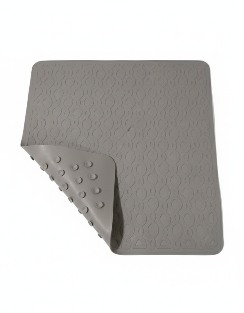 Bathtub Mat Non Slip with Suction Cups - 100% Rubber Bathroom Mat Textured for Bath Tub Shower Safety - Soft on Touch - BPA/PVC Free - Pet Dog Bath Mat - Machine Washable - 16 × 28 Inch（Gray）