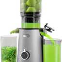 Cold Press Juicer, ECOSELF Juicer Machines with Large Feed Chute Fit Whole Fruits & Vegetables, Self Feeding for Juice Extractor Machine, Easy to Clean and Assemble, High Juice Yield (Light Gray)