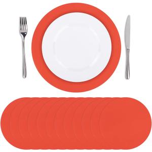SHACOS 100 PCS Round Paper Placemats 13 inch Disposable Paper Place Mats for Dinner Wedding Birthday Party Festival Table Decoration Indoor Outdoor, Orange Red