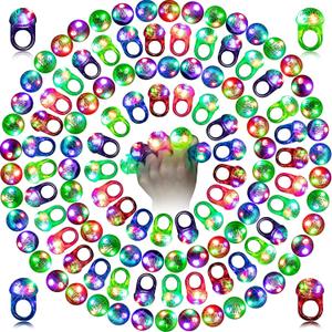 Sosation 100 Pcs Light up LED Flashing Ring Glow in The Dark Bumpy Jelly Ring Finger Light Birthday Party Favors Blinking Decor for Party Favor(Multicolor) (Small)