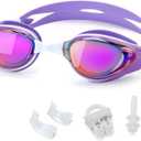 Nearsighted Swim Goggles, Shortsighted Optical Swimming Goggles No Leaking Anti Fog UV Protection for Adult Men Women (-2.5, Purple)