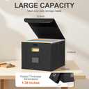 Hleelomi Collapsible File Box with Lid & Plastic Slide - Hanging Document Organizer for Office/Home, 14.96x12.6x10.83 Inch,Decorative Home File Bin,Black, 1 Pack (No Folders Included)