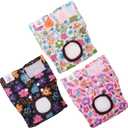 CuteBone Dog Diapers Female Washable Small Medium Large 3 Pack Reusable Doggie Diapers Puppy Period Pants for Doggy Heat Cycle Peeing D69M
