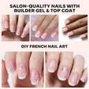 3 x modelones French Tip Press on Nails, 150Pcs Extra Short Square Fake Nails with Nail Box, Pink Gel Nail Tips for Women, Soft Glue-On Nails for Natural Salon Look, DIY Nail Art Kit (15 Sizes)