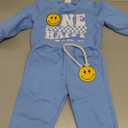 Toddler Baby Boy Clothes Fall Winter Outfits 1st 2nd 3rd Birthday Boy Outfit Toddler Long Sleeve Sweatshirt and Sweat Pants Set Sweatsuit(6-12 Months, one happy dude BLUE)