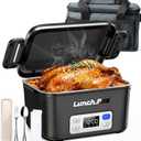 Electric Lunch Box Rechargeable, 1.3L- 15000mAh Portable Self-Heating Food Warmer with Insulated Bag, 220F, Black