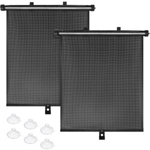 BOGI Car Window Shades for Side Windows, 2 Pack Retractable Sun Shades for Blocks Heat and UV Rays Glare Protection Breathable Roller Car Window Shade for Baby, Kids, Pets, Passengers (15.7" x 17.7)