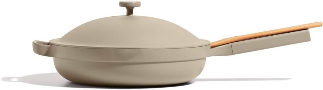 Our Place Large Always Pan | 12.5" Ceramic Pan with Modular Lid & Beechwood Spatula | Patented 10-in-1 Nonstick, Non-Toxic Cookware Made Without PFAS | Induction & Oven-Safe up to 450F | Steam