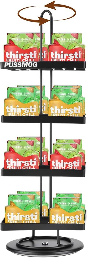 16 Flavor Pods Storage Holder, Turntable 360 4-tier Flavored Water Drops Organiser,Compatible with Ninja Thirsti Drink System,360 Rotating Storage Rack for Ninja Thirsti Soda Maker