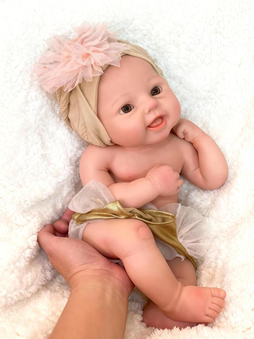 Soft Silicone Baby Doll 15 inch Real Life Baby Dolls Silicone Full Body Anatomically Correct Girl Baby Doll
