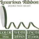 MEEDEE Moss Green Velvet Ribbon 3/8 Inch Double Face Velvet Ribbon 2 Rolls 20 Yards Chartreuse Ribbons for Ornaments, Gift Wrappig, Christmas Tree Decorations, Rustic Wreath, Winter Decor