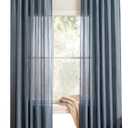 MYSKY HOME 72 Inches Long Semi Sheer Curtains Light Filtering Window Drapes Blue Door Curtains for Closet Doorways, Short Curtain Panels Elegant Look for Classroom/Guestroom, 50" x 72", 2 Pcs (Dusty Blue-new)