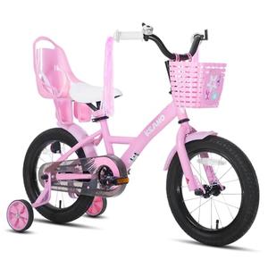 KEANO Zinnia 14 Inch Kids Bike for Girls Ages 3-5 Years, 14 Inch Girls' Bikes with Training Wheels, Streamers, Basket and Doll Seat, Children Bicycles Pink