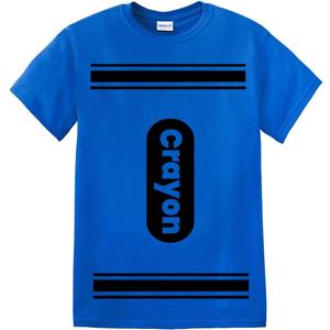 Crayon Tshirt Halloween Costume for Men Women Adult Size | Funny Cool Shirt idea | Graphic tee (Large, Blue)