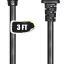 Short Extension Cord 3ft Small 2 Prong Thin Extension Cords with Single Plug Ideal for Christmas Lights,Halloween Decorations, Lamps,TV Power Cord Indoor/Outdoor Use-Black