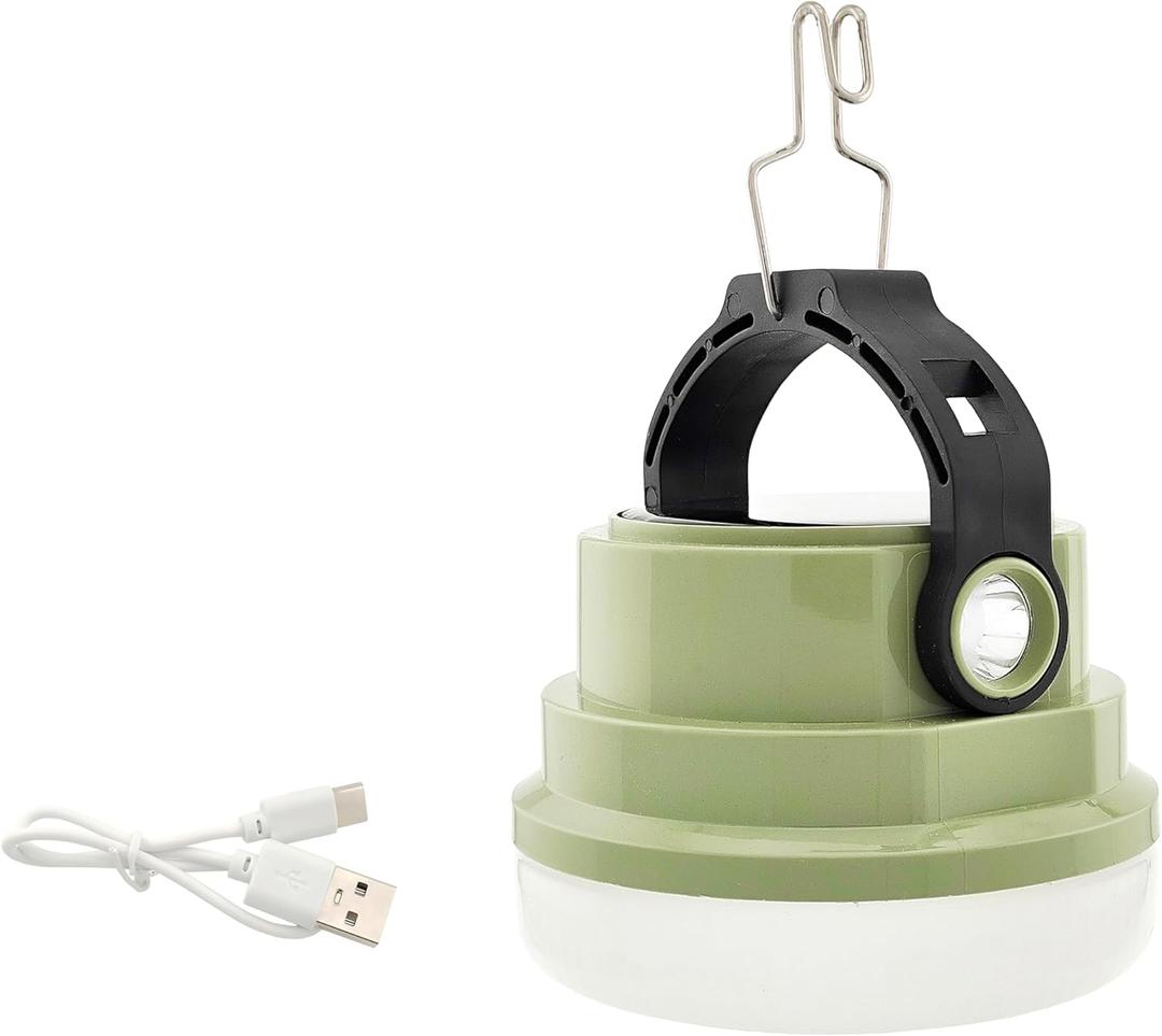 GHJ Solar-Powered LED Camping Lantern Rechargeable, Portable Tent Light with Magnetic Handle - Ideal for Camping, Emergencies, Home, and Car Use, White 