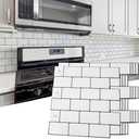 Art3d 6-Sheet Backsplash Tile for Kitchen Peel and Stick, 12"x12" Stick on Subway Tiles for Kitchen, Bathroom Back Splashes, White-Black Grout