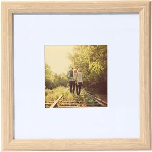 KTKDE 8x8 Picture Frames Natural Woodgrain with Removable Mat for 4x4 Photo,Modern Style Wood Composite Frame Rustic Photo Frame Set with Real Glass for Wall Mount & Table Top Display