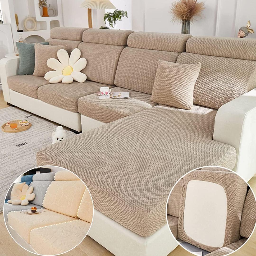 Magic Sofa Covers Magic Sofa Couch Covers 2024 New Wear-Resistant Universal Sofa Cover Stretch for Sectional Slipcovers (Texture-Light Coffee,Large Single Seat Cover)