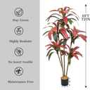 Artificial Dracaena Tree 5FT - Large Faux Plant Indoor Tree with 78 Red Leaves & 5 Heads, 60" Tall Fake Tropical Plant Potted Artificial Floor Plant Trees for Home Living Room Porch Office Decor