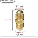 HQMPC Male Flare Connector Gas Adapter Union Brass Flares Fitting 1/2" FlareX1/2" Flare 6Pcs