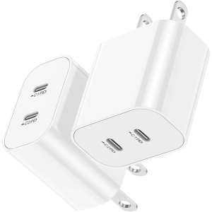 USB C Fast Charger Block,USB C Charging Block 2-Pack Type C 2in1 Dual Ports Plug Wall Charger, Fast Type C Charger for iPhone 17 Pro Max/17 Pro/17 Air/16 Pro Max/15/14/13/12/11/Xs Max/XR/X,iPad