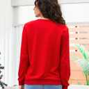 Disney family matching sweatshirt Stitch Mickey Spiderman print long sleeve winter Christmas mom dad kids loose fit red (Red)