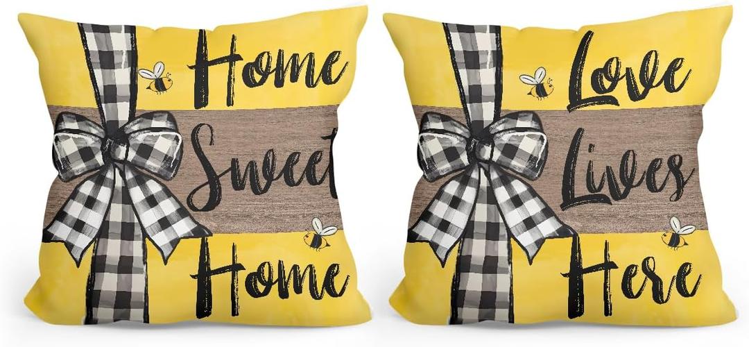 2 PCs Pillow Covers, Housewarming Gifts New Home Throw Pillow Covers 18x18, Bee Decor House Warming Gifts, Pillow Cases Decorative Cushion Covers Pillowcase Living Room Home Decor for Car Couch Bed (Polychromatic114)
