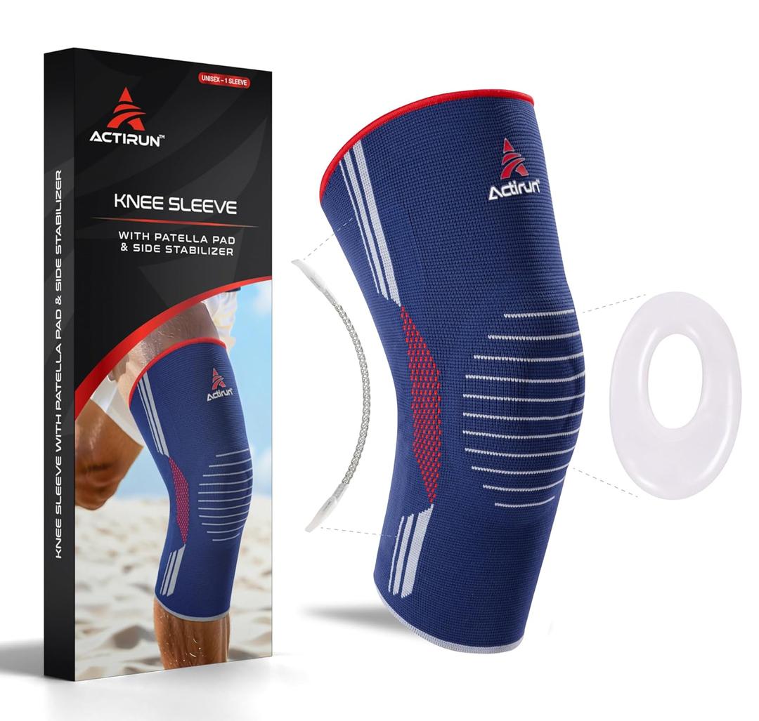 Patella Knee Sleeve with Side Stabilizers  Kneecap Support with Gel Pads  Compression Knee Brace for Men & Women (X-Large)