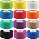 12Pack 1 x 5 Yards Self Adhesive Bandage Wrap, Elastic Self Breathable Self Adherent Wrap for Pets, Athletic Cohesive Bandage for First Aid, Sports Injury & Protection, 12Color