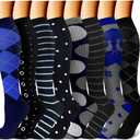 CHARMKING Compression Socks for Women & Men Circulation (8 Pairs) 15-20 MmHg is Best Support for Athletic Running, Cycling (Small-Medium, 19 Navy/Black/Black/Black/Gray)