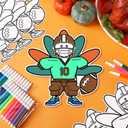Epakh 36 Set Disguise a Turkey Project Kits Thanksgiving Turkey Craft with Colored Pens Color Your Own Thanksgiving Crafts for Classroom School Family Creativity Activities Holiday(Football Player)