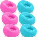 Realspring Inflatable Bean Bag Chairs Outdoor Blow up Camping Chairs Inflatable Lazy Sofa Folding Portable Bean Bag Loungers Couch for Movie Night(Pink,Lake Blue,6 Pcs)