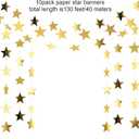 Patelai Glitter Star Garland Banner 2026 Graduation Decor 130 Feet Star Hanging Banner Twinkle Backdrop for Party Birthday Classroom Wedding Supplies (Gold)