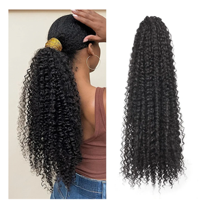 Sobeauyt Ponytail Extension 24inch Drawstring Ponytail Hair Extensions For Black Women Afro Kinky Curly Clip On Ponytails Synthetic Hairpiece Daily Use Party (1# Black Hair)