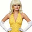 Rugelyss Short Blonde Wig with Bang Retro Bouffant Beehive Wigs fits 80s Costume or Halloween Party