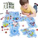 Plastic Floor Puzzles for Kids with Airplane Toy Car, Puzzle Track Car Play Set, Educational Toys for 3 4 5 6 Year Old Boys, 3 4 5 6 Year Old Boy Birthday Gift, Kids Toys Boys 3-5