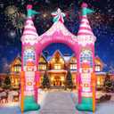 Evoio 12 FT Giant Christmas Archway Inflatables Nutcracker with LED Lights, Pink Xmas Arch Inflatable Stereoscopic Blow up Christmas Outdoor Decorations for Front Yard, Driveway, Lawn, Garden, Square