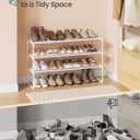 SONGMICS Shoe Rack, 3-Tier Shoe Organizer, Metal Storage Shelf, Upright or Upside Down, for 16-20 Pairs, Stackable, for Entryway, 11.8 x 36.2 x 21.7 Inches, Pearl White ULSA303W03