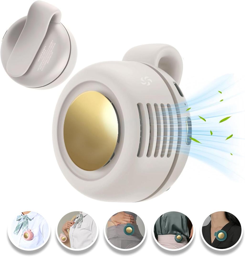 Portable Clip-On Fan, Mini USB Rechargeable 360 Rotatable Fan, 3-Speed Silent Mini Bladeless Fans, White
