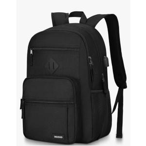 Black Backpack for Men and Women, Backpack for School Teens Boys and Girls, Lightweight Casual High School Bookbag, Daily-use Travel Laptop Backpack with USB Charging Port Fits 17.3 Inch Notebook