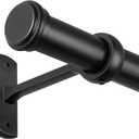 1 Inch Blackout Curtain Rods for Windows Patio, Adjustable Room Divider Curtain Rod Wall Mount & Ceiling Mount for Indoor & Outdoor, Black, 28" to 48"