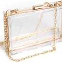 WJCD Clear Acrylic Crossbody Purse - Stadium Approved Box Clutch with Gold Chain, Small Transparent Evening Bag for Women | Premium Acrylic, Stadium Approved, Gold Chain Strap, Easy to Clean