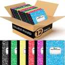 Rosmonde 12 Pack Bulk Composition Notebooks College Ruled, 200 Pages (100 Sheets), 9-3/4 x 7-1/2, Hard Cover College Ruled Notebooks, Assorted Colors Composition Notebook For School, Colors May Repeat