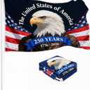 US 250 Flag, 250th Anniversary USA Double-Sided 3-Ply Outdoor Flag, 3x5 ft Patriotic Yard Banner for 4th of July, Independence Day & Patriotic Home Decor (Eagle)