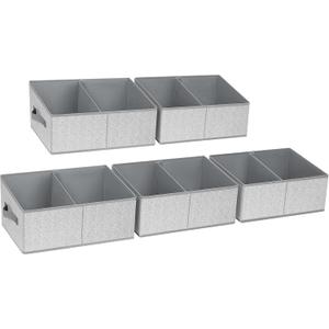 DIMJ Closet Storage Bins, 3 Pack Storage Baskets for Shelves, Foldable Closet Organizer with Handle, Linen Closet Organizers and Storage for Clothes, Toys, Towel, Books (Grey) (5 Bins 16.5"x11"x7.8", Silver Gray)