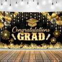 Graduation Decorations 2026 | Graduation Backdrop - 72x12 Inch | Black and Gold Congrats Grad Banner | Graduation Decorations | Black and Gold Graduation Decorations, KatchOn