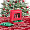 Honey-Can-Do Holiday Decorations Storage Box with Handles, Clear-View Window, Dividers and Compartments, Red