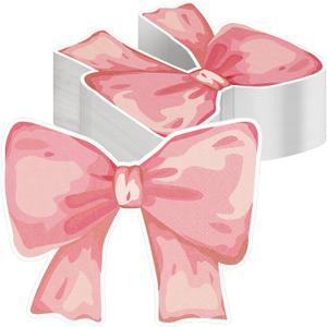 Janlaugh 50 Pcs Pink Bow Paper Napkins Bowknot Shaped Coquette Bow Napkins for Coquette Wedding Party Supplies Bachelorette Decorations Bridal Engagement Baby Shower Birthday Tea Party