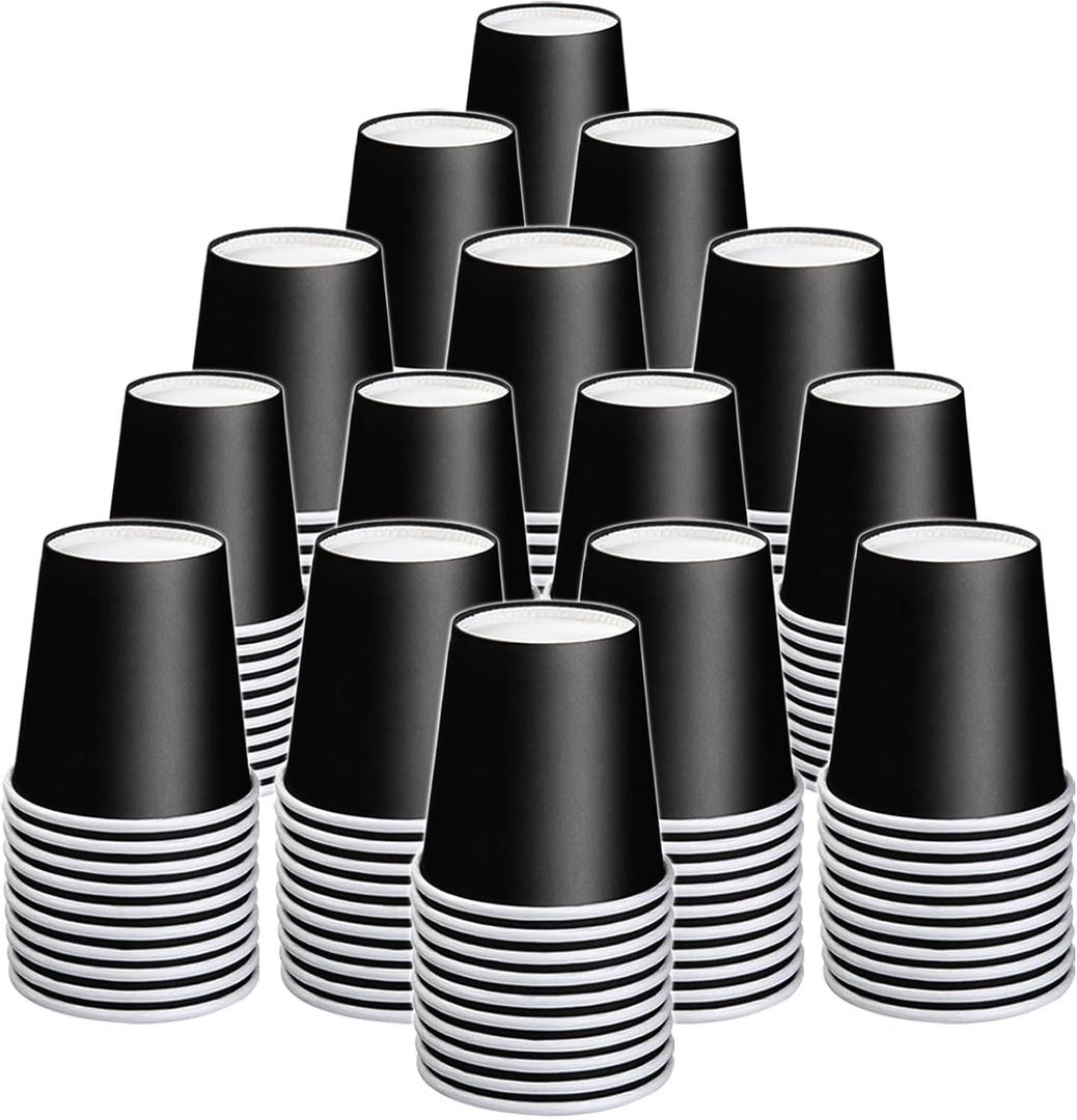 200 Count 3 oz Small Paper Cups, Black Disposable Mini Bathroom Cups, Disposable Mouthwash Cups, Small Paper Cup, Espresso Cup for Party Travel Picnic BBQ